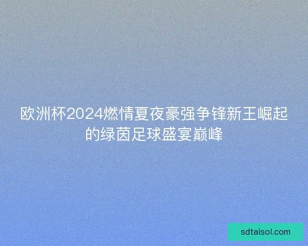 欧洲杯2024燃情夏夜豪强争锋新王崛起的绿茵足球盛宴巅峰