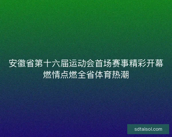 安徽省第十六届运动会首场赛事精彩开幕燃情点燃全省体育热潮